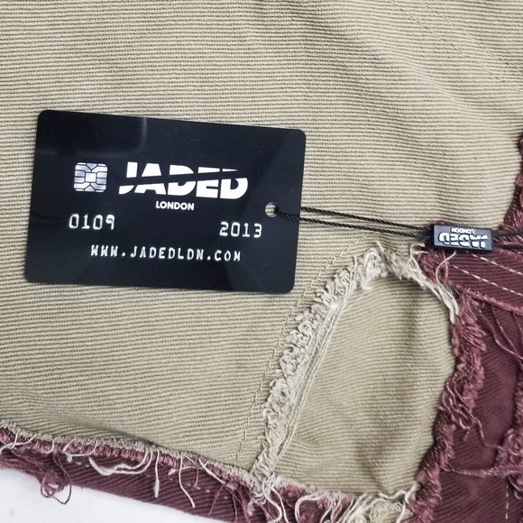 Jaded London Womens High Waisted Brown Patchwork Denim Jeans Pants NWT - Picture 3 of 9